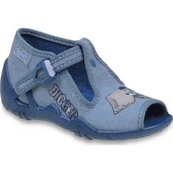 Chlapecké bačkory Befado dětské papuče na suchý zip modré, velikost 18