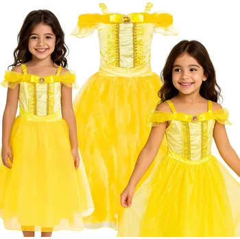 Karnevalový kostým KOSTÝM BELLA KRÁSKA A ZVÍŘE ŠATY KOSTÝM KARNEVALOVÝ PLES 122 128 CM