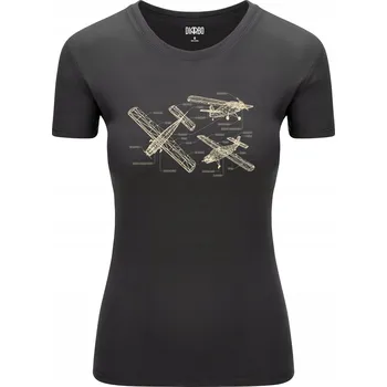Dámské tričko Tričko Dámské T-Shirt s leteckým potiskem Schéma lehkého letadla S