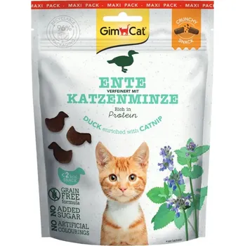 Pamlsek pro kočku GimCat Crunchy Snacks pamlsky Kachna a Catnip 140g