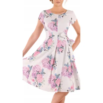 Dámské šaty Carla Moreno koktejlové šaty klasického střihu, midi délka, velikost 48