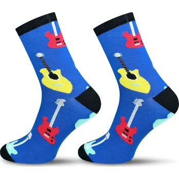 Pánské oblečení PÁNSKÉ PONOŽKY barevné, zábavné, vtipné, NESPARELOVANÉ - Kytary *39-41