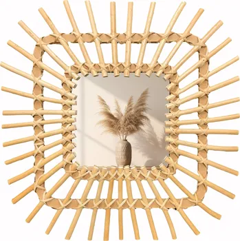 Zrcadlo Nástěnné zrcadlo BOHO 45x45 cm bambus