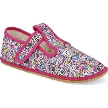 Dívčí obuv Barefoot bačkůrky BEDA BFN170020/W/OP - music, růžové Velikost: 35