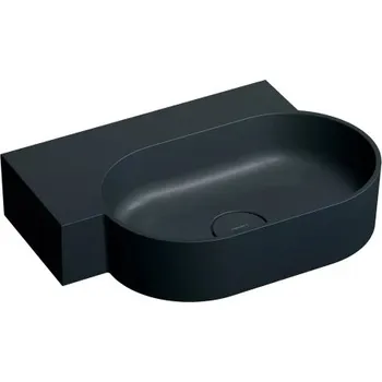 Omnires Ovo M+ umyvadlo na desku / závěsné – levé, 55 × 38 cm, black lava mat OVO555UWLBLV