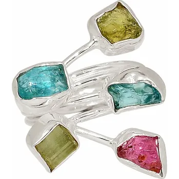 Prsten Designový prsten s vícebarevnými turmalíny stříbro Ag 925 R144 51 mm (US 5,5), 5,3 g