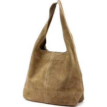 Kabelka Semišová kožená kabelka typu vak městská A4 Camilla PREMIUM taupe (šedobéžová)