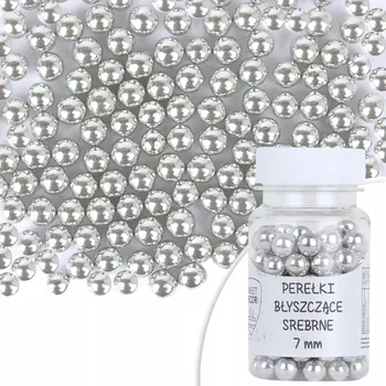 Jedlá dekorace na dort Sweet Decor Cukrový posyp STŘÍBRNÉ PERLY 7 mm
