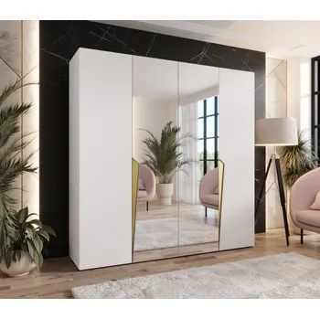 Šatní skříň Čtyřdveřová šatní skříň 200 cm SORAYA 2 - bílá / zlaté úchyty