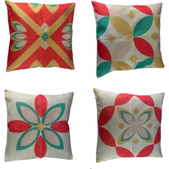 Povlak na dekorativní polštářek Dekorační povlak na polštář SADA 4x POVLEČENÍ NA POLŠTÁŘE LNOVÉ 50x50cm