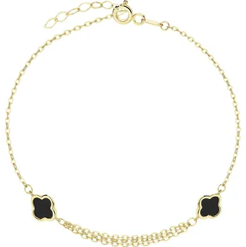 Náramek Zlatý náramek se syntetickými onyxy - čtyřlístky - AP544-3405