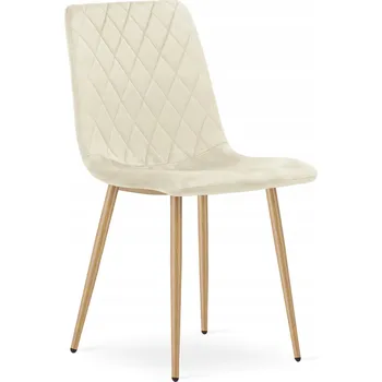 Jídelní židle ŽIDLE DO OBÝVACÍHO POKOJE JÍDELNY KUCHYNĚ TURIN světle béžová samet nohy barva dřeva