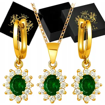 Souprava šperků Sada stříbrných šperků: Náušnice a náhrdelník, pozlacené Stříbro 925 Gravírování