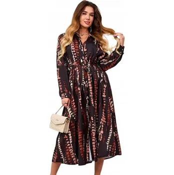 Dámské šaty 2285 ČERNÁ/HNĚDÁ MAXI ŠATY DÁMSKÉ Univerzální