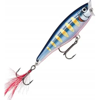 Umělá nástraha Wobler RAPALA Popper Skitter Pop 5 cm 6 g s třásněmi STHB STRIPED HOT BLUE