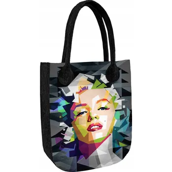 Velká filcová taška City, filcová taška BERTONI antracit s potiskem Marilyn