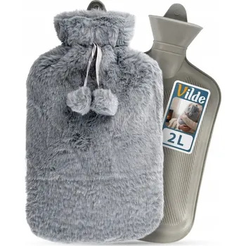 Termofor Velký TERMOFOR S PLYŠOVÝM OBALEM ve svetříkovém pouzdře, gumová ohřívací láhev na vodu XXL