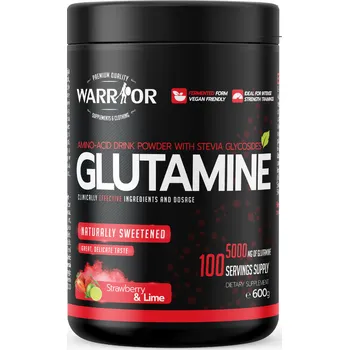 Aminokyselina Glutamine with Stevia - GLUTAMIN SE STÉVIÍ - jahoda a limeta 600 g WARRIOR