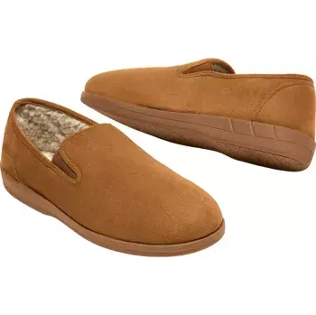 Pánské pantofle Atlas For Men Bačkory z imitace semiše zateplené umělým beránkem, Hnědá, Velikost 41 Q2149