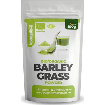 Přírodní produkt BARLEY GRASS POWDER - ZELENÝ JEČMEN prášek BIO 200 g BIOMEDICAL