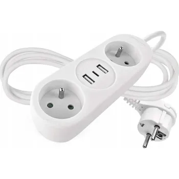 Napájecí kabel Prodlužovací Kabel přívodní kabel Emos 1,4 m 2 ks zásuvky bílý