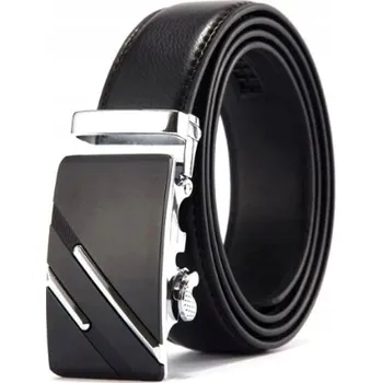 Opasek KOŽENÝ OPASEK KE KALHOTÁM AUTOMATICKÁ KOVOVÁ SPONA AUTOMAT ČERNÁ