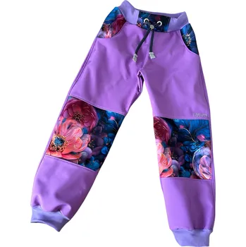Chlapecké kalhoty Natuty Softshellové kalhoty (jarní softshell) - Levandulové - květy Velikost: 122