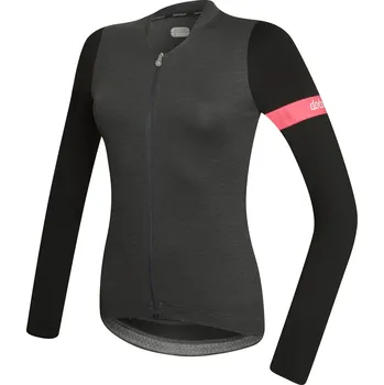cyklistický dres Dotout dámský cyklistický dres block long sleeve jersey - black/fuchsia Barva: Tmavě šedá, Velikost: M