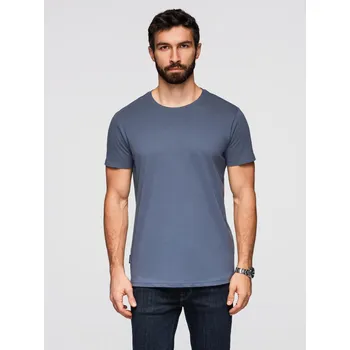 Pánské klasické bavlněné tričko BASIC - modrá džínovina V7 OM-TSBS-0236 - M