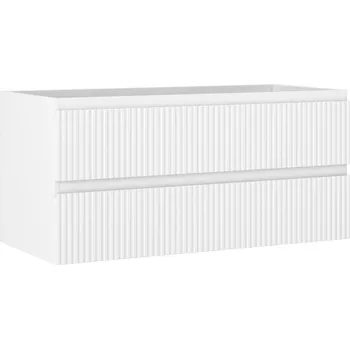 Koupelnový nábytek Mexen Rivel koupelnová skříňka pod umyvadlo 100 cm, 2 zásuvky, drážkovaná, matně bílá - 91A20-10047-2-BFF01