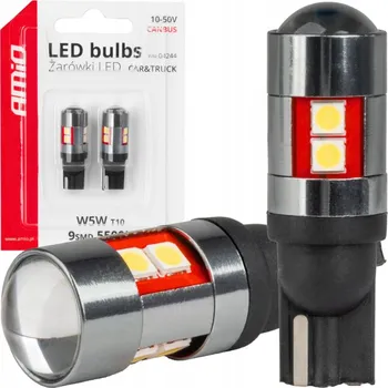 Povinná bezpečnostní výbava LED žárovky CANBUS T10 W5W 9 SMD 3030 Bílé 12V 24V 36V 48V AMIO-04244