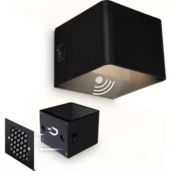 Nástěnné svítidlo BRILONER Borra nástěnné svítidlo - 1,5W, 100lm, bezdrátové, LED, s pohybovým čidlem, černé 3879015