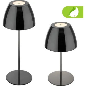 Lampička BRILONER Serina LED bezdrátová stolní lampička IP44, stmívatelná, dotykový vypínač, černá/chrom 7522018