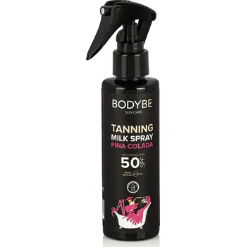 Přípravek na opalování BODYBE Opalovací mléko SPF 50 ve spreji - Piña Colada - 150ml