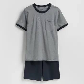 Pánské pyžamo Reserved - Pruhované dvoudílné pyžamo - tmavomodrá - 557HE-59X - 557HE-59X-XXL