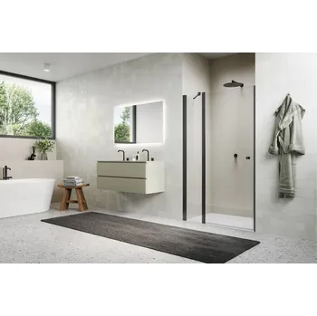 Sprchové dveře SOL13 - jednokřídlé dveře s pevnou stěnou v rovině 120 cm SOL131200