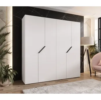 Šatní skříň Čtyřdveřová šatní skříň 200 cm ELIRA 1 - bílá / černé úchyty