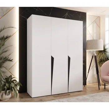 Šatní skříň Elegantní šatní skříň 150 cm SORAYA 1 - bílá / černé úchyty