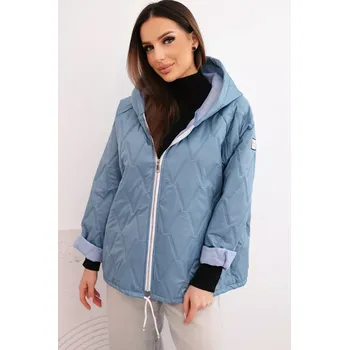 Dámská prošívaná bunda s kapucí Kesi Włoski bílá | světle modrá 3492359