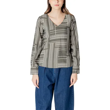 Dámské oblečení Vzorovaná halenka s dlouhými rukávy Jacqueline de Yong modrá | bílá | kaki 3493335