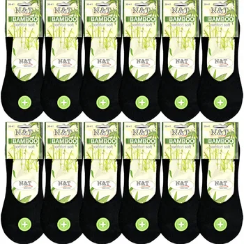 Dámské ponožky 12x KOTNÍKOVÉ PONOŽKY ČERNÉ DÁMSKÉ BAMBUSOVÉ KRÁTKÉ NÍZKÉ 35-38