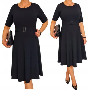 Dámské šaty Černé klasické rozšířené šaty , elegantní smuteční 42 44 46 48 50 52 54 56