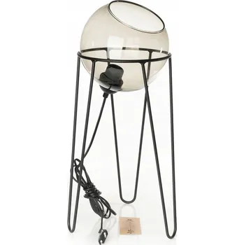 Lampička Dekorativní stolní lampa kouřová koule na kovových nožičkách POBO 5807