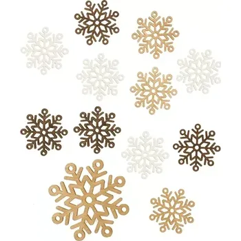 Vánoční dekorace Dřevěné vločky 4 cm, 12 ks 1