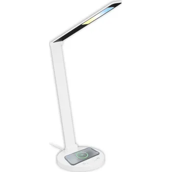 Lampička BRILONER Cuma LED lampa na psací stůl, bezdrátové nabíjení telefonu, stmívatelná, bílá 7543016