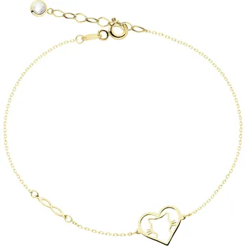 Náramek Zlatý náramek se zirkonem - nekonečno, srdce, kočka - AP543-4887