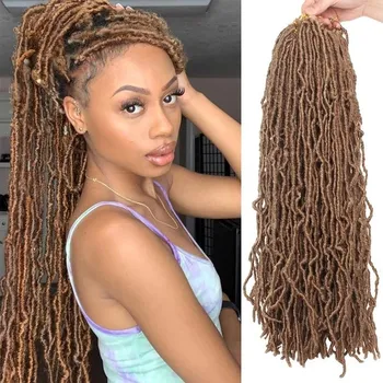 Barva na vlasy Xtrend 7 balíčků 18palcový Nu Faux Locs Háčkované vlasy Dlouhé Blond Pre Loop Gypsy Locs Háčkované