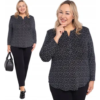 Dámská halenka Černá halenka s bílými lístky 58