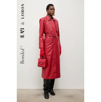 Dámský kabát Kožený kabát Bonded by Answear.LAB & LOBOS červená barva WA25-KPD032 33X, vel. M/L
