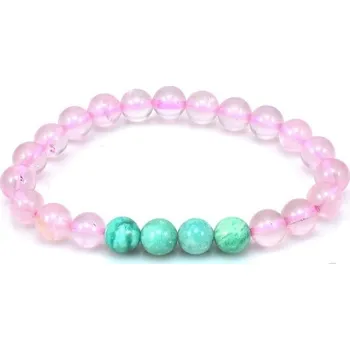 RŮŽENÍN A AMAZONIT EXTRA- náramek kuličky 8 mm - MINERÁLNÍ KAMENY